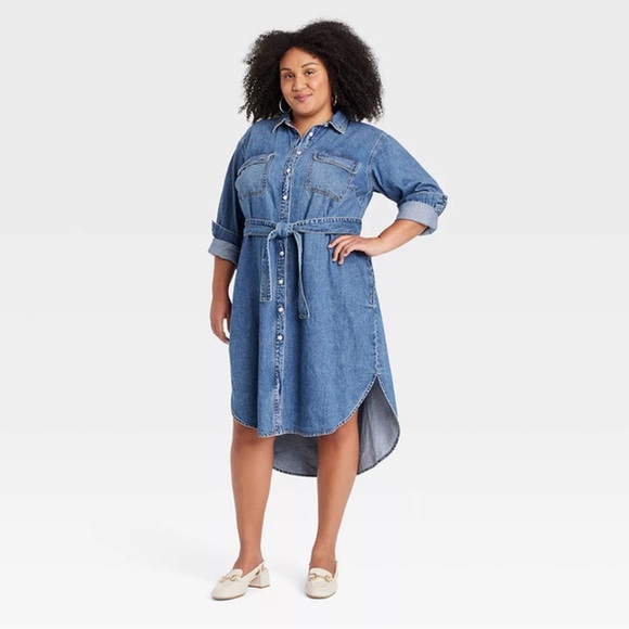 Ava & Viv Blue Long Sleeve Denim Dress - Picture 11 of 12